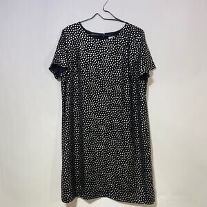 J. Crew Factory Shift Dress Womens 16 Black Gold Hearts Short Sleeve Fully Lined